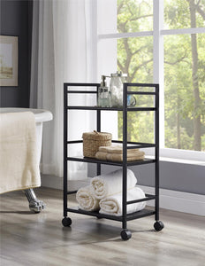 Ameriwood Home Marshall 3 Shelf Metal Rolling Utility Cart - Black