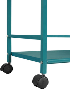Ameriwood Home Marshall 3 Shelf Metal Rolling Utility Cart - Teal