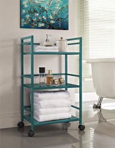 Ameriwood Home Marshall 3 Shelf Metal Rolling Utility Cart - Teal