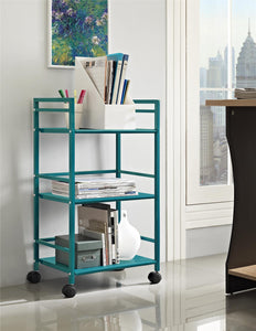 Ameriwood Home Marshall 3 Shelf Metal Rolling Utility Cart - Teal
