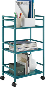 Ameriwood Home Marshall 3 Shelf Metal Rolling Utility Cart - Teal