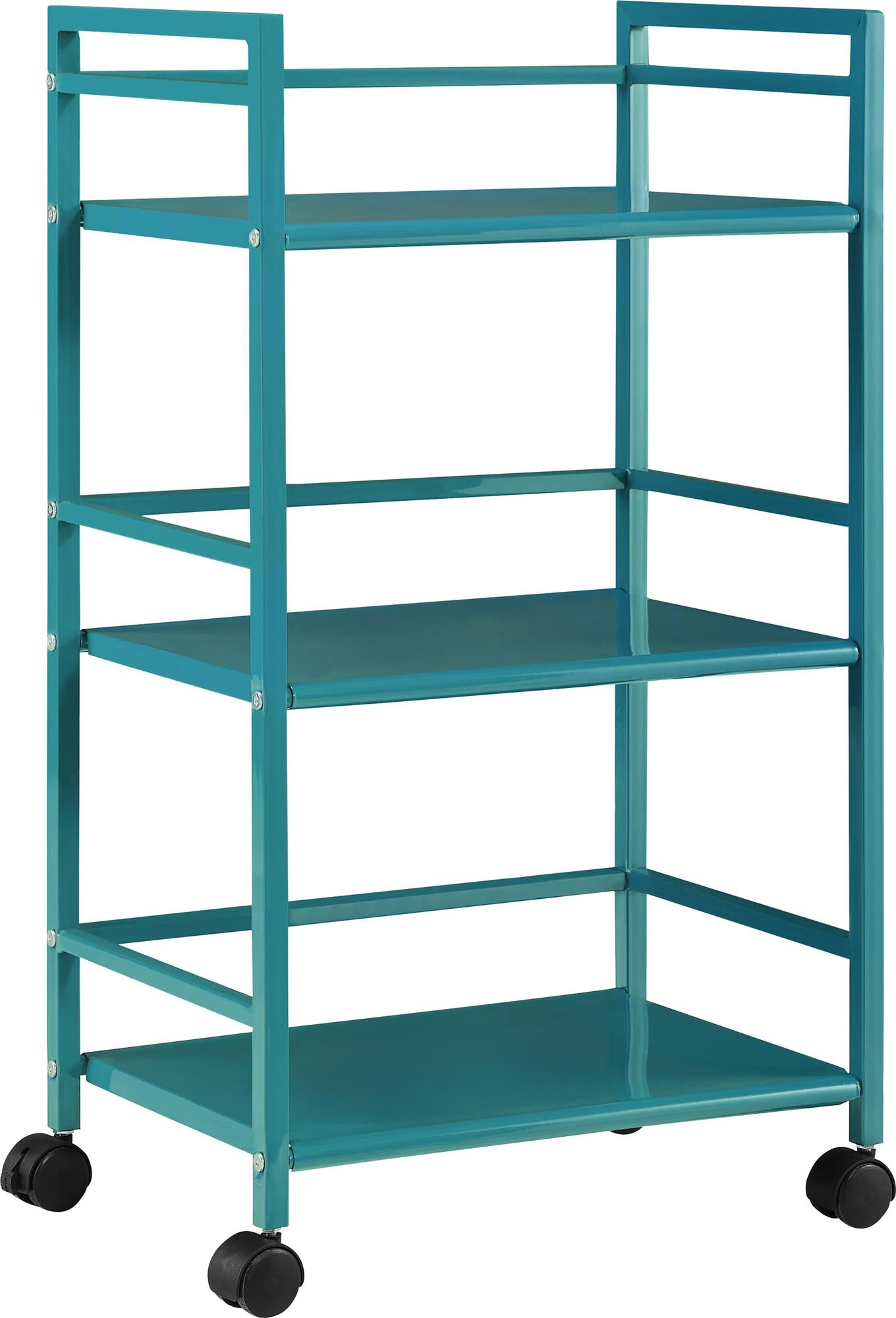 Ameriwood Home Marshall 3 Shelf Metal Rolling Utility Cart - Teal