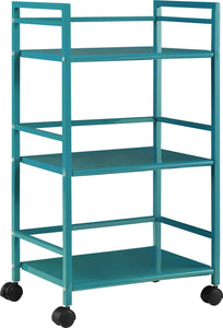 Ameriwood Home Marshall 3 Shelf Metal Rolling Utility Cart - Teal