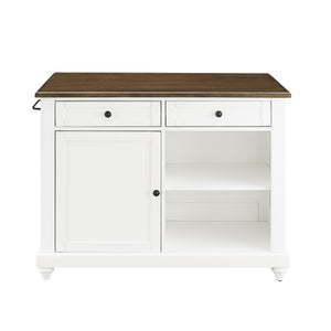 DHP Kelsey Kitchen Island with 2 Stools - White