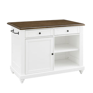 DHP Kelsey Kitchen Island with 2 Stools - White