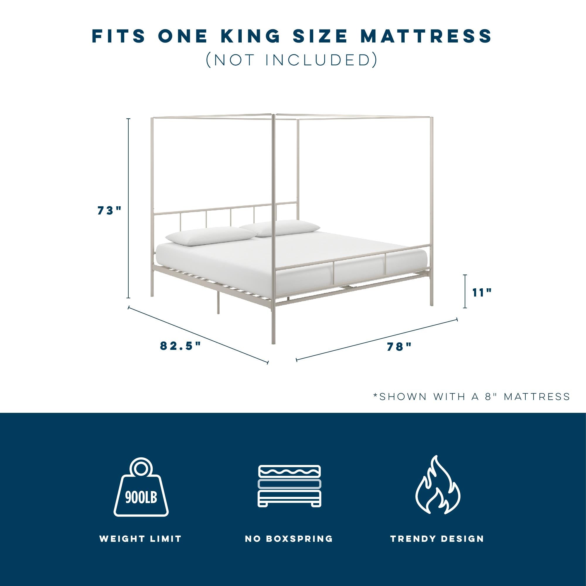 Novogratz Marion Canopy Bed - White - King