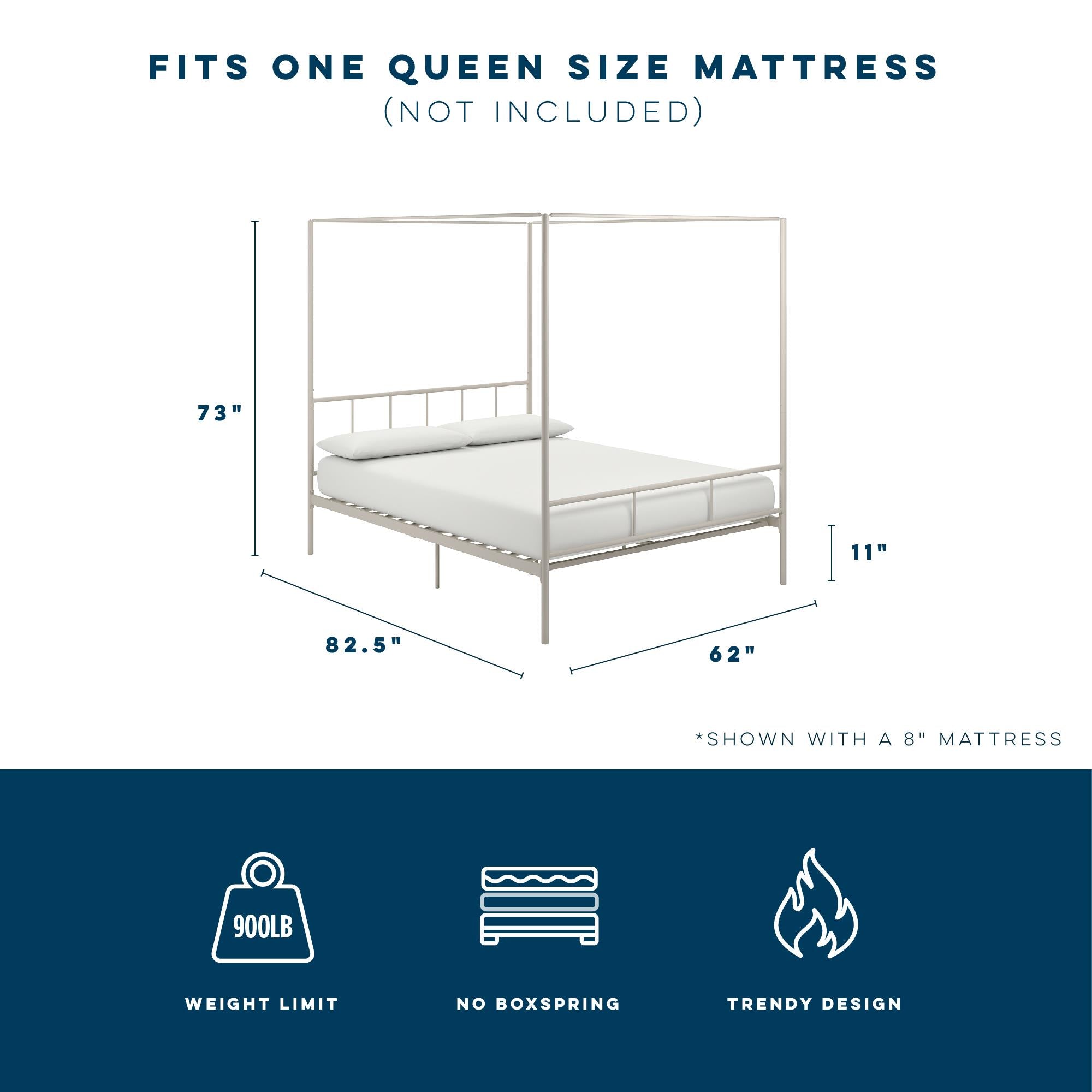 Novogratz Marion Canopy Bed - White - Queen