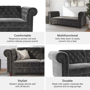 DHP Felix Chesterfield Futon Sofa Bed - Dark Gray