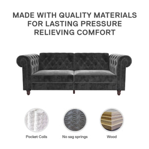 DHP Felix Chesterfield Futon Sofa Bed - Dark Gray