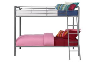 DHP Dusty Kids' Bunk Bed - Silver - Twin-Over-Twin
