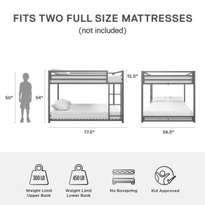 DHP Miles Kids' Bunk Bed - Silver - Full-Over-Full