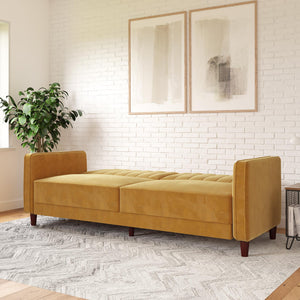 DHP Pin Tufted Futon Sofa Bed - Mustard