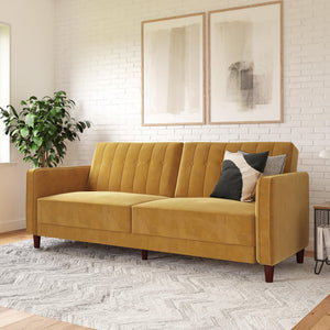 DHP Pin Tufted Futon Sofa Bed - Mustard