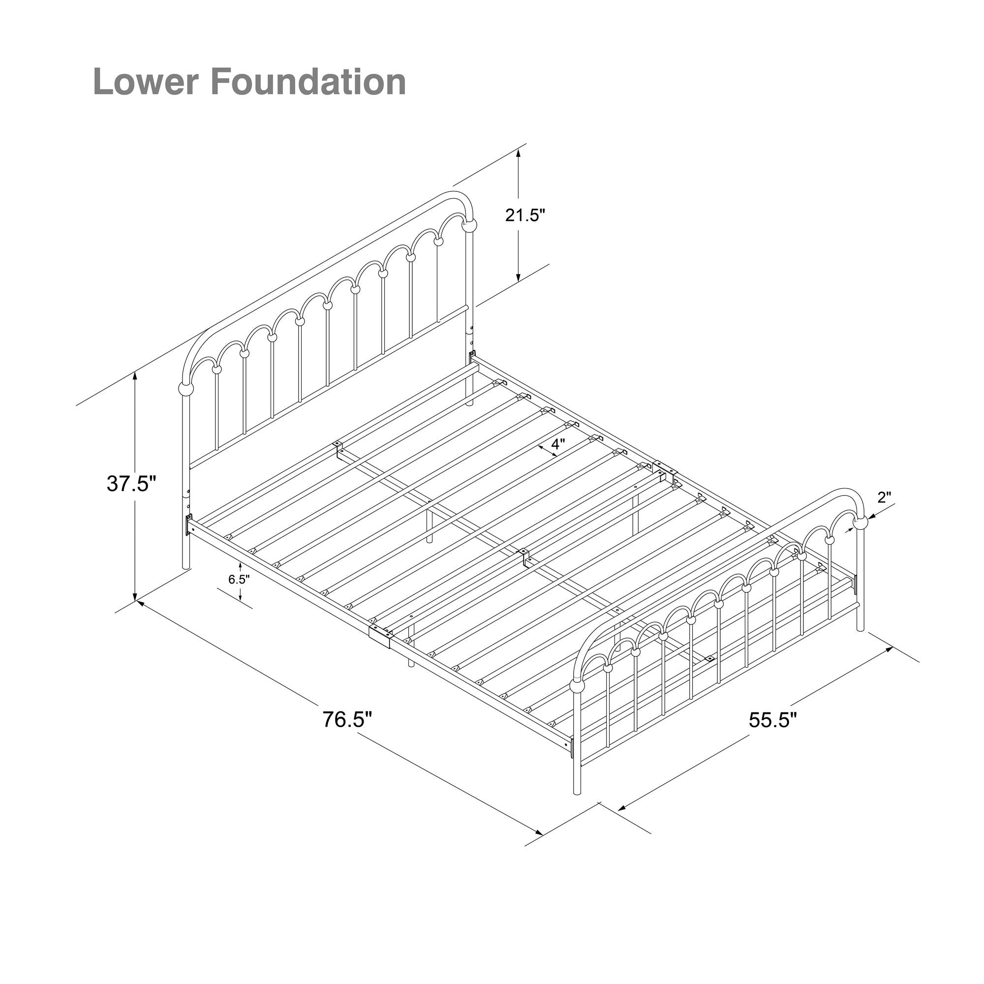 Novogratz Bright Pop Metal Bed - Off White - Full