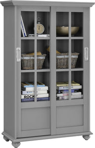 Ameriwood Home Aaron Lane Bookcase with Sliding Glass Doors - Gray