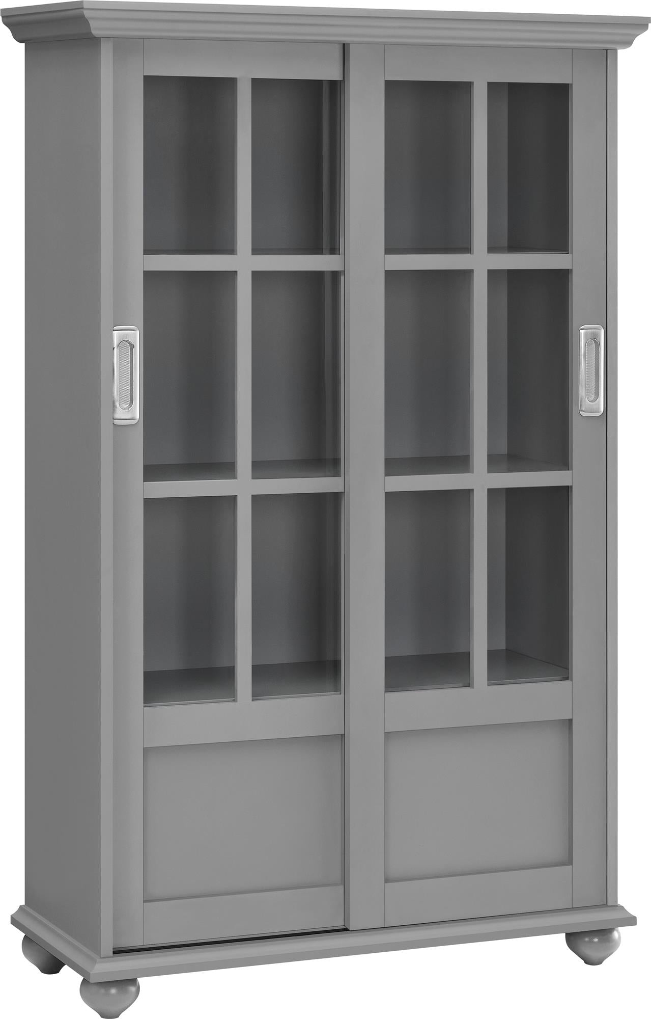Ameriwood Home Aaron Lane Bookcase with Sliding Glass Doors - Gray