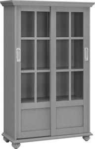 Ameriwood Home Aaron Lane Bookcase with Sliding Glass Doors - Gray