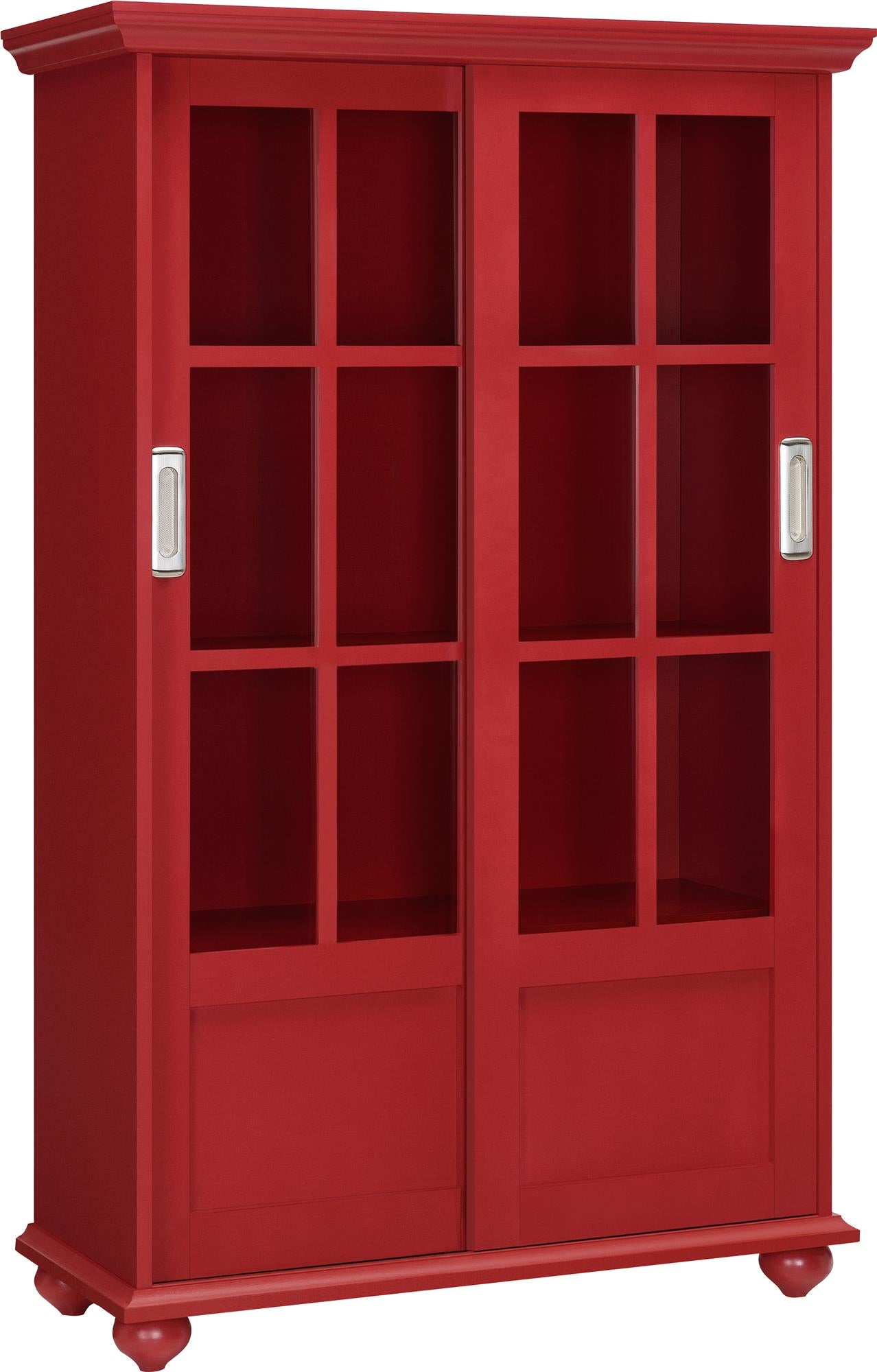 Ameriwood Home Aaron Lane Bookcase with Sliding Glass Doors - Red