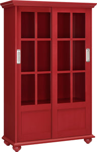 Ameriwood Home Aaron Lane Bookcase with Sliding Glass Doors - Red