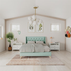 Novogratz Her Majesty Upholstered Bed - Green - Queen