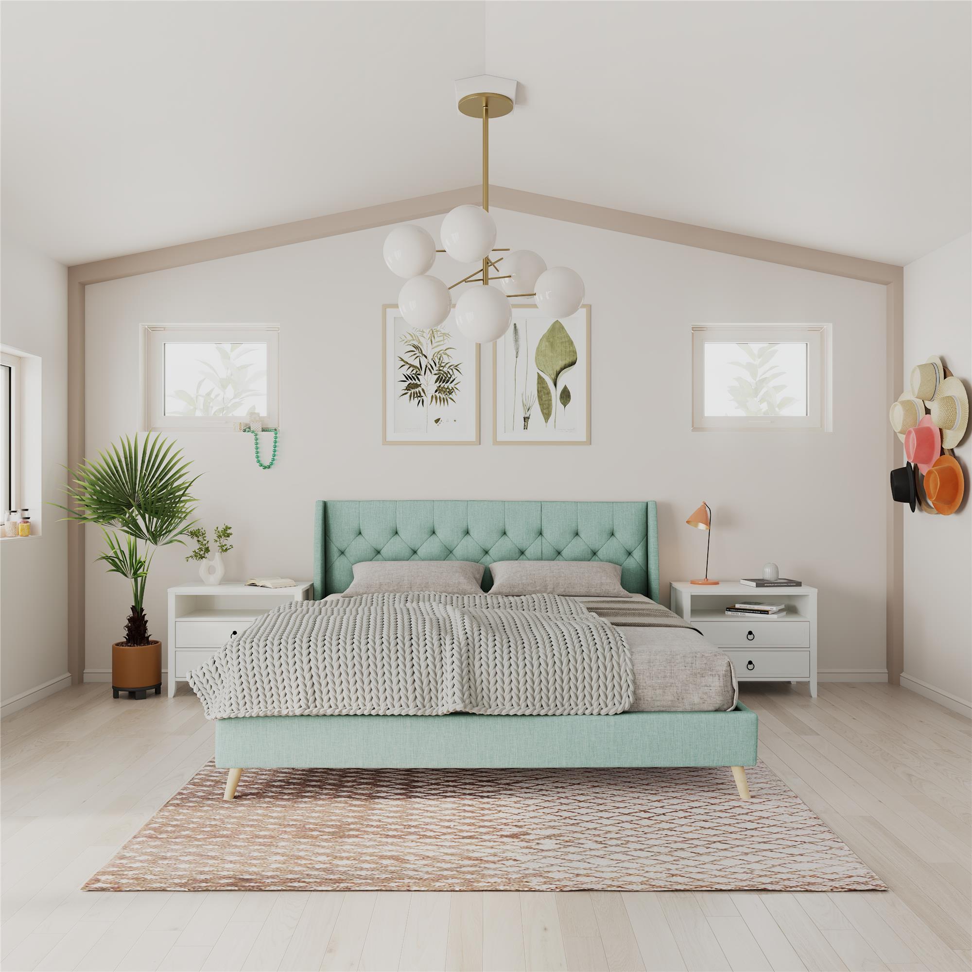 Novogratz Her Majesty Upholstered Bed - Green - King