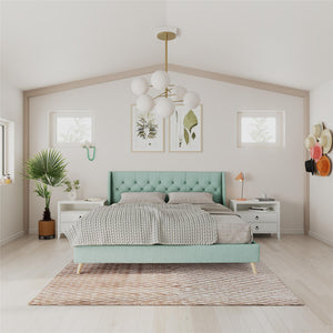 Novogratz Her Majesty Upholstered Bed - Green - King
