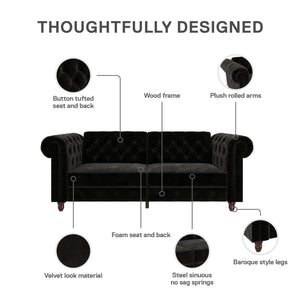 DHP Felix Chesterfield Futon Sofa Bed - Black