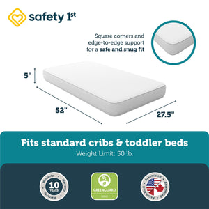Safety 1st Cozy Snuggles Standard Firm Baby Crib & Toddler Bed Mattress - White - Crib & Toddler Mattress