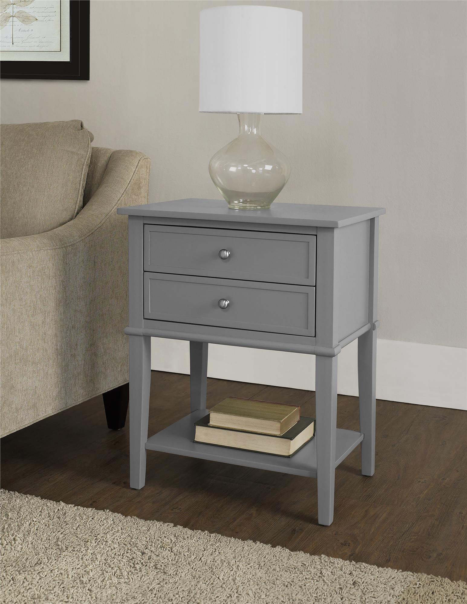 Ameriwood Home Franklin Accent Table with 2 Drawers - Gray