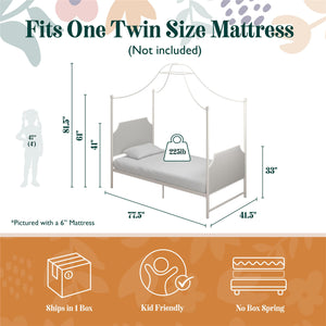 Max & Finn Clementine Canopy Bed - Off White - Twin