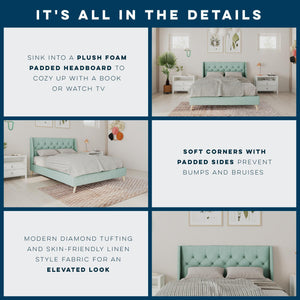Novogratz Her Majesty Upholstered Bed - Green - Queen
