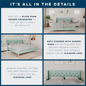 Novogratz Her Majesty Upholstered Bed - Green - King