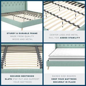 Novogratz Her Majesty Upholstered Bed - Green - King