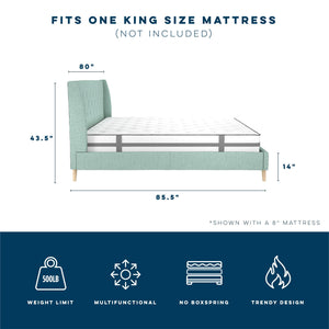 Novogratz Her Majesty Upholstered Bed - Green - King