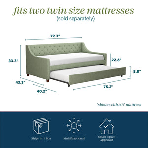 Novogratz Her Majesty Daybed and Trundle - Green - Twin