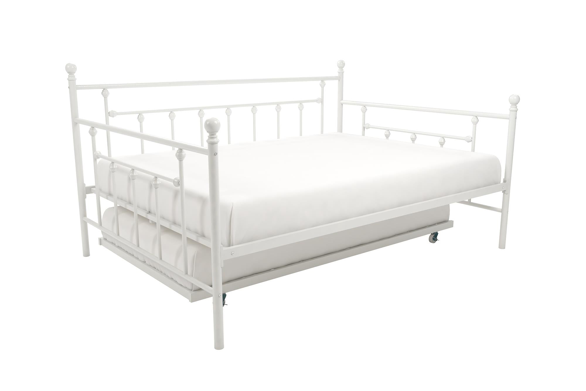 DHP Manila Metal Daybed with Trundle - White - Full