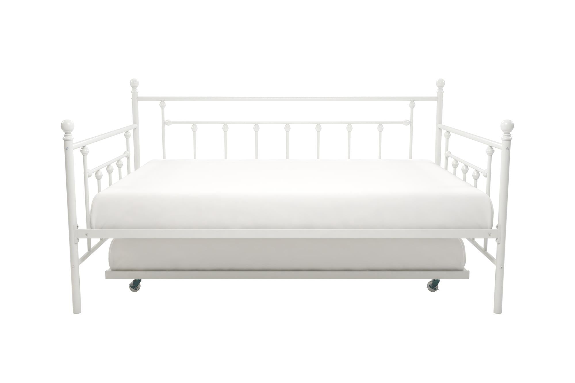 DHP Manila Metal Daybed with Trundle - White - Full