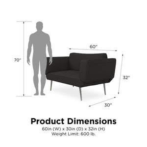 DHP Euro Futon with Magazine Storage - Black