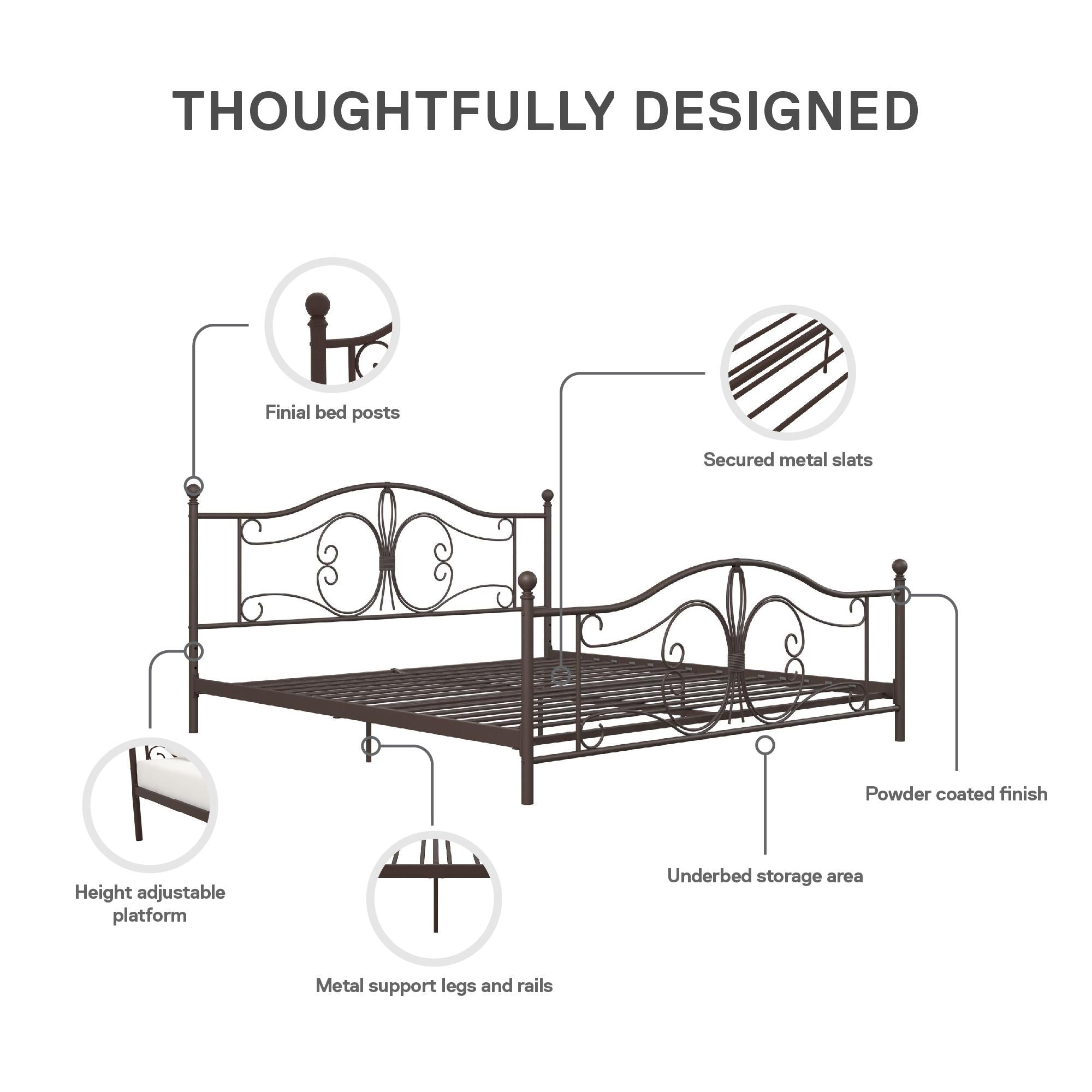 DHP Bombay Metal Bed Frame - Bronze - King