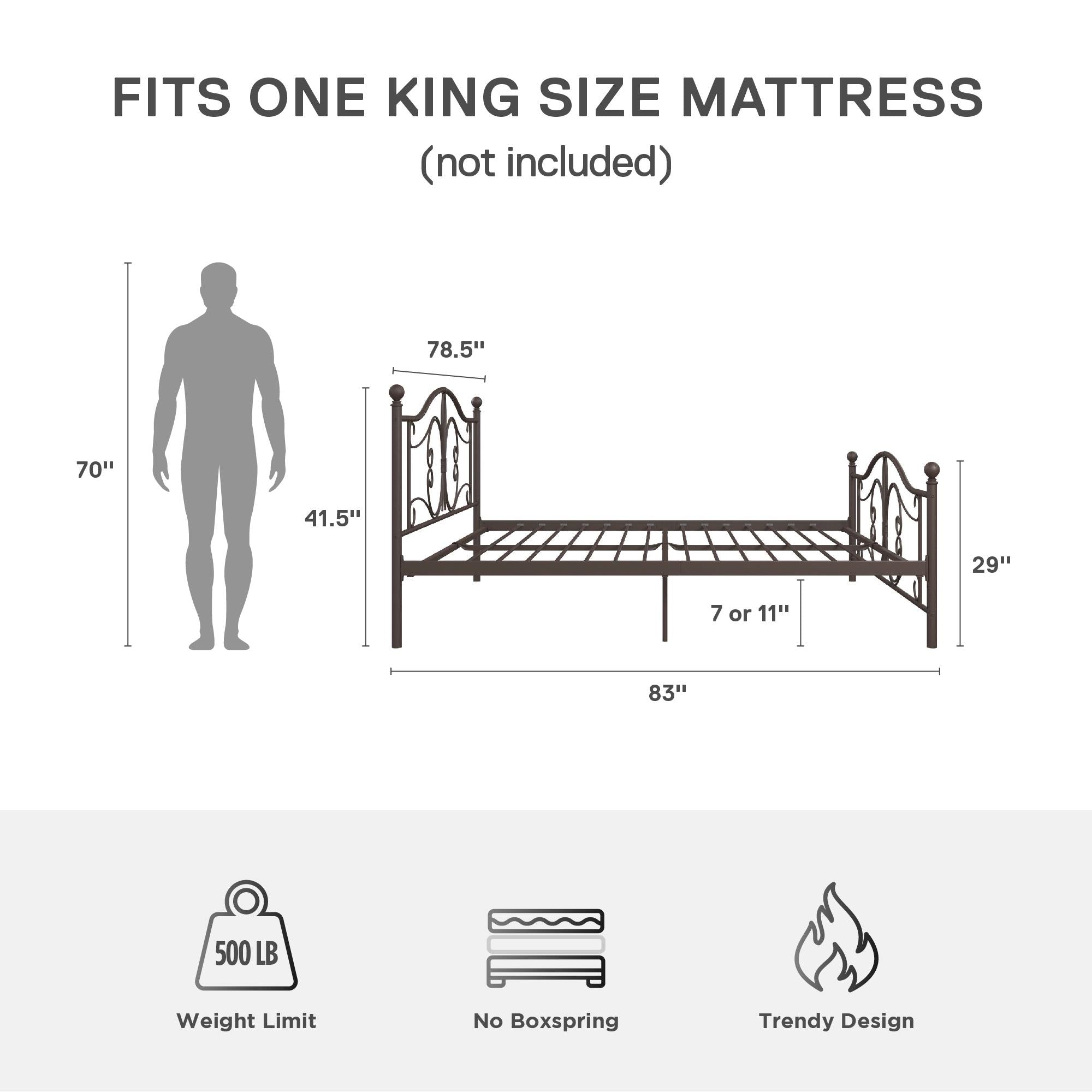 DHP Bombay Metal Bed Frame - Bronze - King