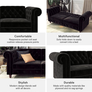 DHP Felix Chesterfield Futon Sofa Bed - Black