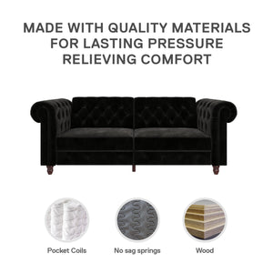 DHP Felix Chesterfield Futon Sofa Bed - Black