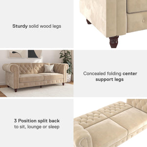 DHP Felix Chesterfield Futon Sofa - Ivory