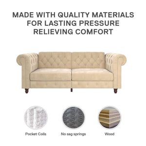 DHP Felix Chesterfield Futon Sofa - Ivory