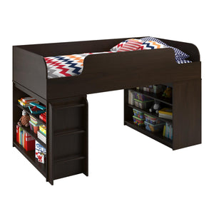 Ameriwood Home Elements Loft Bed Platform with Ladder - Dark Cherry - Twin