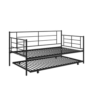 RealRooms Praxis Metal Daybed with Trundle - Black - Twin