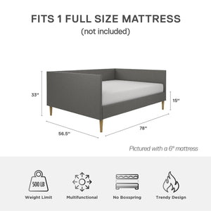 DHP Franklin Mid Century Daybed - Grey Linen - Full