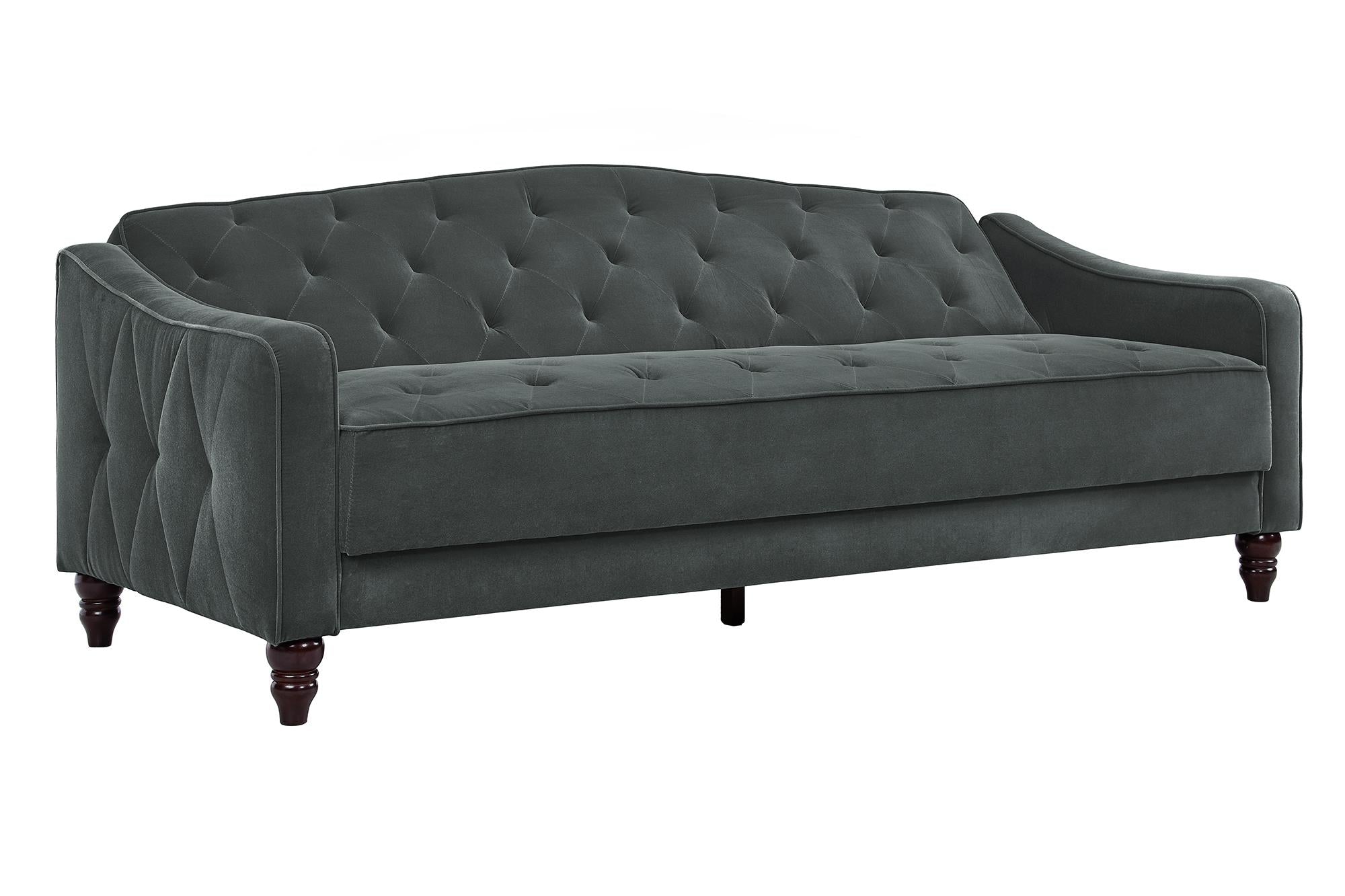 Novogratz Vintage Tufted Sofa Sleeper II - Dark Gray