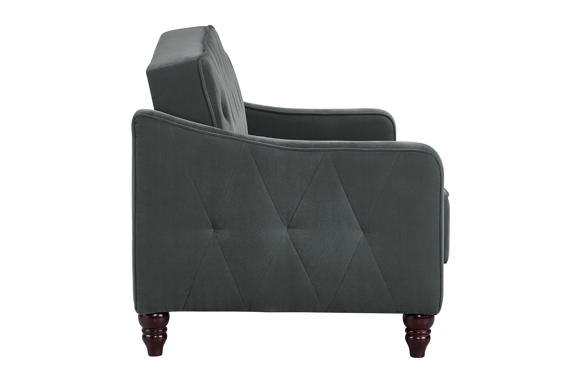 Novogratz Vintage Tufted Sofa Sleeper II - Dark Gray