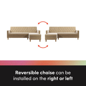 CosmoLiving Liberty Sectional Futon Sofa Bed with Storage - Ivory